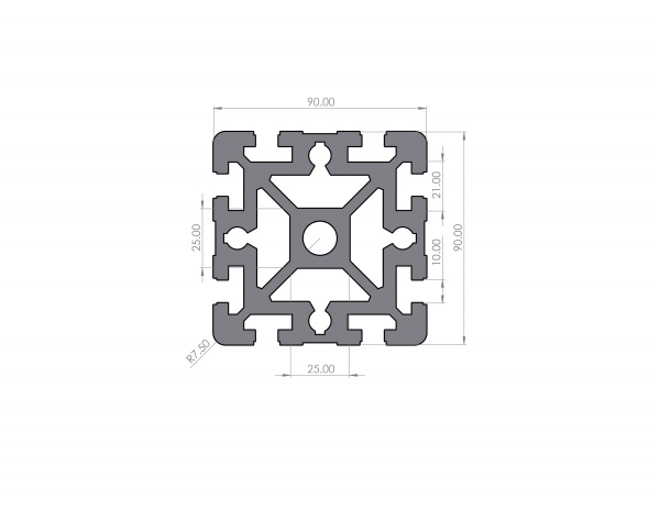 Aluminiumprofil 90x90 Schwer Nut 10 B-Typ